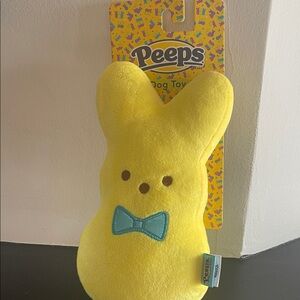 Peeps Yellow Plush Bunny Dog Toy with Chew-Friendly Bow
